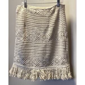 Lucy Paris Vanessa Crochet Cream Mini Skirt, Md